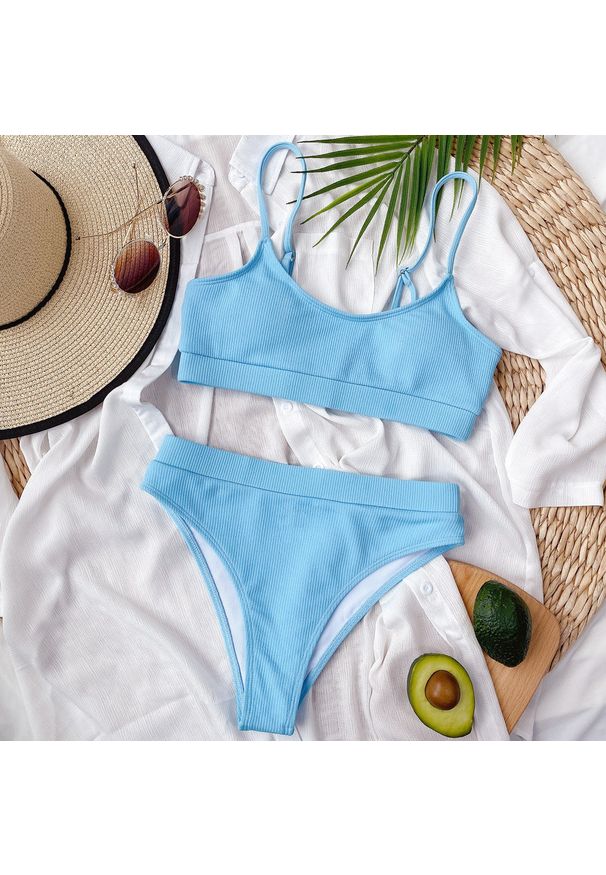 Intica - Strój kąpielowy dwuczęściowy sportowy na plażę i basen Miryam. Kolor: niebieski. Materiał: materiał