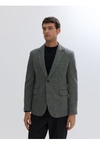 Reserved - Wełniana marynarka slim fit - ciemnoszary. Kolor: szary. Materiał: wełna #1