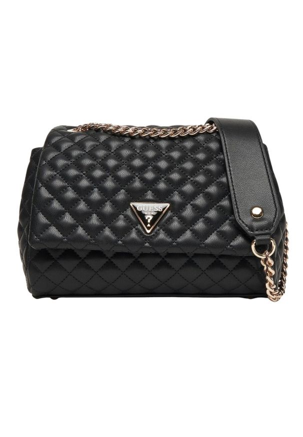 Guess - GUESS Czarna kopertówka damska Everlee Convertible. Kolor: czarny. Materiał: skórzane. Styl: elegancki, casual
