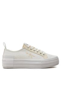 Calvin Klein Jeans Tenisówki Bold Vulc Flatf Low Lace Mix Mtl YW0YW01465 Écru. Materiał: materiał #1