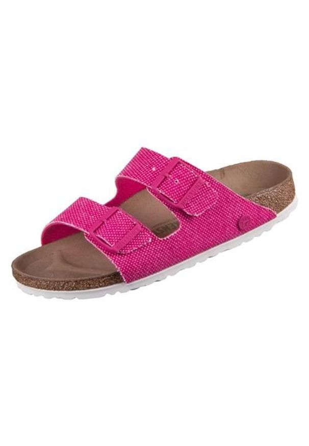 Klapki unisex Birkenstock Arizona Rivet. Zapięcie: bez zapięcia. Kolor: różowy. Materiał: materiał, skóra, syntetyk. Szerokość cholewki: normalna. Sport: turystyka piesza
