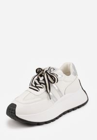 Born2be - Białe Sneakersy VICES w Stylu Streetwearowym na Grubej Podeszwie Ilinatea. Okazja: na co dzień. Kolor: biały. Materiał: jeans #3