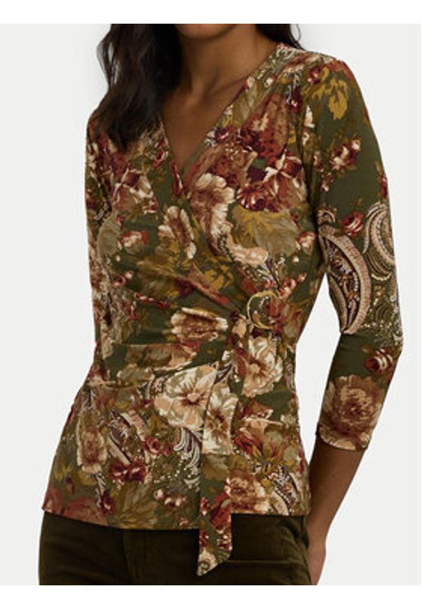 Lauren Ralph Lauren - LAUREN RALPH LAUREN Bluzka 200951314001 Zielony Regular Fit. Kolor: zielony. Materiał: syntetyk