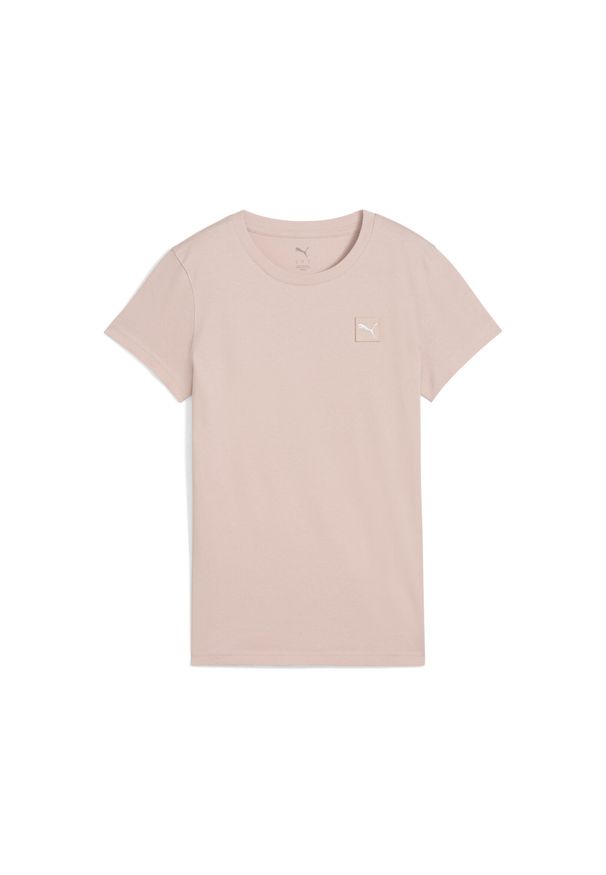 Puma - Damska koszulka ESS ELEVATED PUMA Rose Quartz Pink. Kolor: różowy. Wzór: aplikacja, haft. Sport: fitness