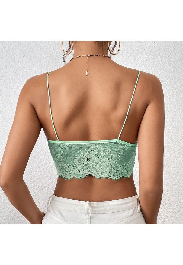 Intica - Biustonosz koronkowy bez fiszbin z kokardkami Hayriye. Kolor: różowy. Materiał: koronka. Wzór: koronka