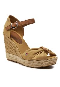 TOMMY HILFIGER - Tommy Hilfiger Espadryle Basic Open Toe High Wedge FW0FW04784 Brązowy. Nosek buta: otwarty. Kolor: brązowy. Materiał: materiał