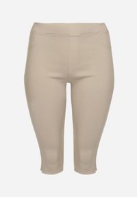 Born2be - Beżowe Spodnie z Bawełny o Kroju Capri Dolonisa. Okazja: na co dzień. Kolor: beżowy. Materiał: bawełna. Styl: młodzieżowy, elegancki, casual #5