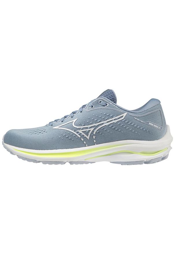 Buty do biegania damskie Mizuno Wave Rider 25. Zapięcie: sznurówki. Kolor: szary, wielokolorowy, żółty. Materiał: syntetyk, tkanina, materiał. Szerokość cholewki: normalna. Model: Mizuno Wave. Sport: bieganie