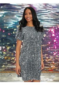 Sinsay - Sukienka z cekinami - srebrny. Kolor: srebrny. Wzór: aplikacja. Długość: mini #1