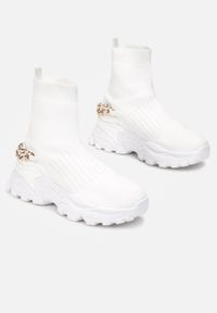 Renee - Białe Sneakersy Philopis. Zapięcie: bez zapięcia. Kolor: biały. Materiał: materiał. Szerokość cholewki: normalna
