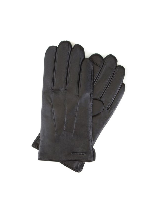 Wittchen - Ocieplane czarne rękawiczki męskie ze skóry naturalnej czarne. Kolor: czarny. Materiał: skóra. Styl: klasyczny, elegancki