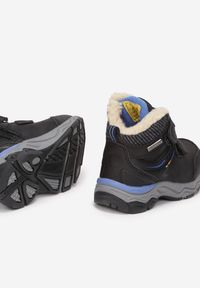 Born2be - Czarno-Niebieskie Botki Traperki na Rzepy Ligal. Okazja: na uczelnię, na co dzień. Zapięcie: rzepy. Kolor: czarny. Materiał: jeans. Styl: wizytowy, casual, elegancki