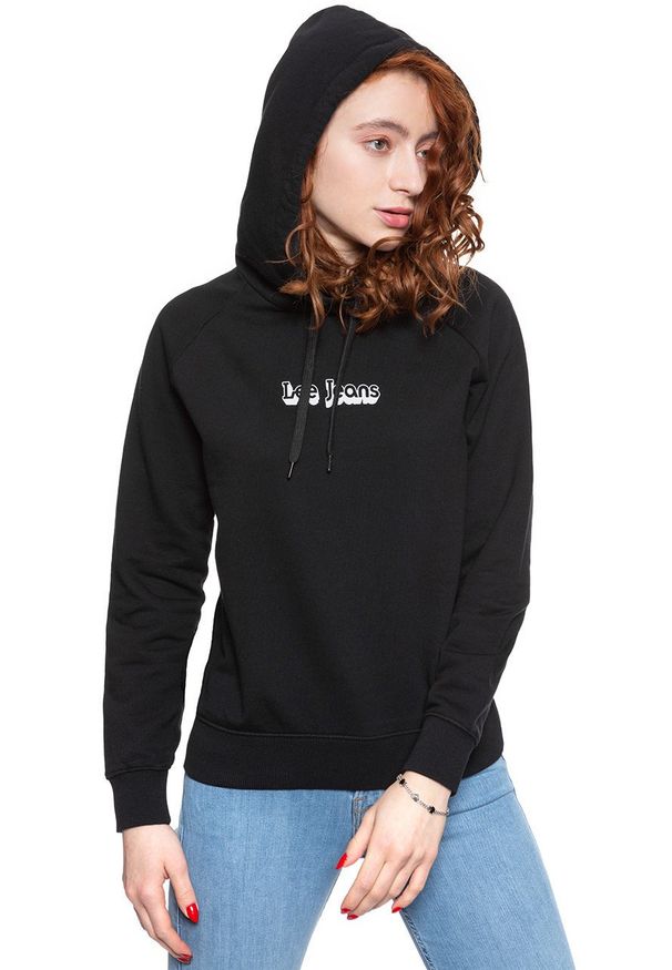 Lee - BLUZA LEE DAMSKA HOODIE BLACK L53WTX01 112112584. Okazja: na uczelnię, na co dzień. Typ kołnierza: kaptur. Materiał: bawełna, materiał, denim, jeans. Wzór: nadruk. Sezon: lato. Styl: sportowy, casual