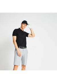 INESIS - Koszulka polo do golfa WW500 męska. Typ kołnierza: polo, golf. Kolor: czarny. Materiał: materiał, poliester, elastan, poliamid #1