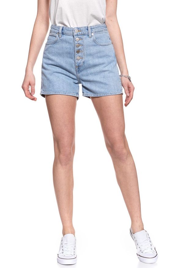 Wrangler - DAMSKIE SPODENKI WRANGLER RETRO SHORT TUBBLE BLUE W29SFH17J 112128592. Stan: podwyższony. Styl: retro