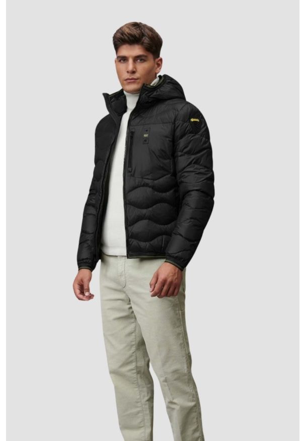Blauer USA - BLAUER Czarna męska kurtka Wave Short Jackets, Rozmiar XXL. Kolor: czarny. Materiał: poliamid