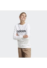 Adidas - Essentials Linear French Terry Sweatshirt. Kolor: biały, czarny, wielokolorowy