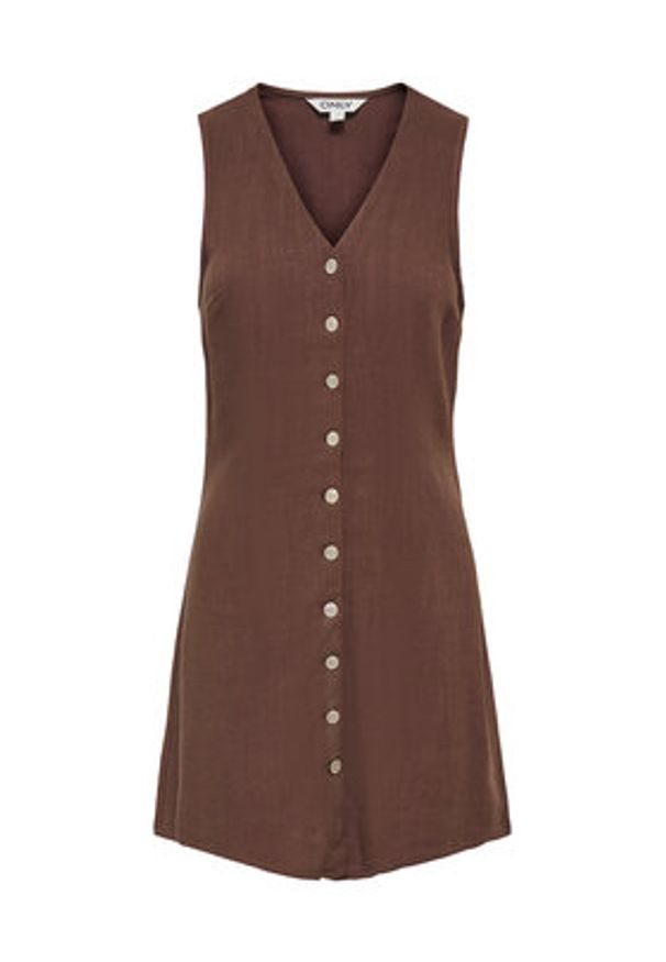only - ONLY Sukienka codzienna Siesta 15357797 Brązowy ciemny Regular Fit. Okazja: na co dzień. Kolor: brązowy. Materiał: wiskoza. Typ sukienki: proste. Styl: casual