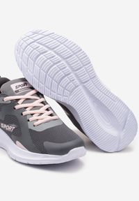 Renee - Szaro-Różowe Sznurowane Buty Sportowe Sneakersy na Płaskiej Podeszwie Rosantia. Kolor: szary. Materiał: jeans, materiał. Obcas: na płaskiej podeszwie #6