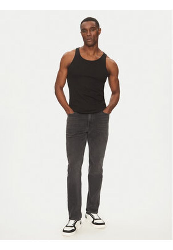 Jack & Jones - Jack&Jones Tank top Islington 12273156 Czarny Slim Fit. Kolor: czarny. Materiał: bawełna