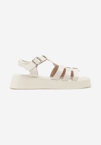 Renee - Białe Sandały Gladiatorki na Platformie Firenelle. Okazja: na co dzień. Zapięcie: sprzączka. Kolor: biały. Sezon: lato. Obcas: na platformie. Styl: elegancki, casual #5