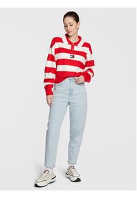 Tommy Jeans Sweter Stripe Badge DW0DW14956 Czerwony Regular Fit. Kolor: czerwony. Materiał: syntetyk