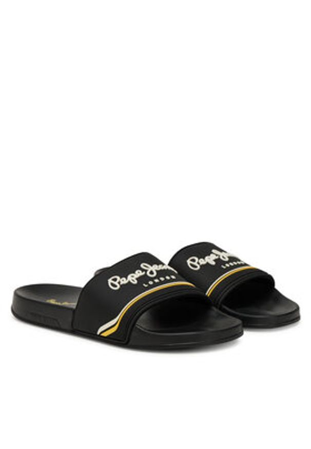 Pepe Jeans Klapki Slider Origin M PMS70160 Czarny. Kolor: czarny
