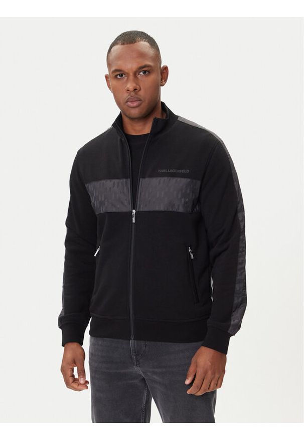 Karl Lagerfeld - KARL LAGERFELD Bluza 705035 554910 Czarny Regular Fit. Typ kołnierza: dekolt w karo. Kolor: czarny. Materiał: bawełna