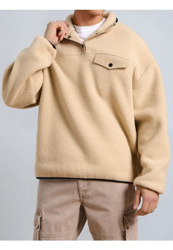 Sinsay - Bluza crewneck - beżowy. Kolor: beżowy