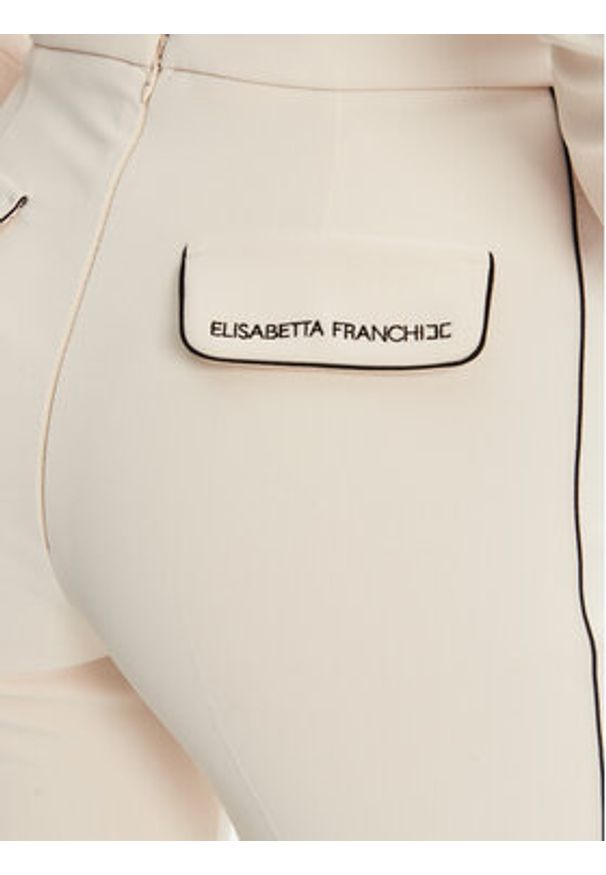 Elisabetta Franchi Spodnie materiałowe PA-084-51E2 Écru Regular Fit. Materiał: syntetyk
