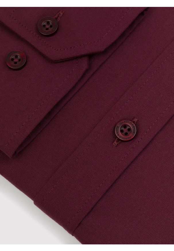 Pako Lorente - PAKO LORENTE – Bordowa gładka koszula męska. Okazja: na ślub cywilny, na wesele. Kolor: niebieski, czerwony. Materiał: elastan, bawełna. Wzór: gładki. Styl: elegancki