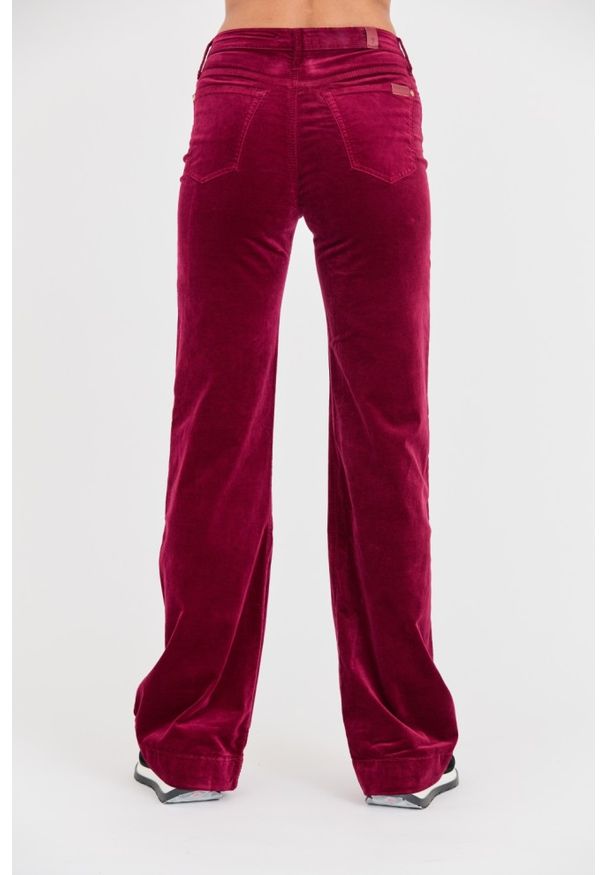 7 FOR ALL MANKIND Bordowe damskie spodnie Modern Dojo Velvet, Rozmiar 28. Kolor: czerwony
