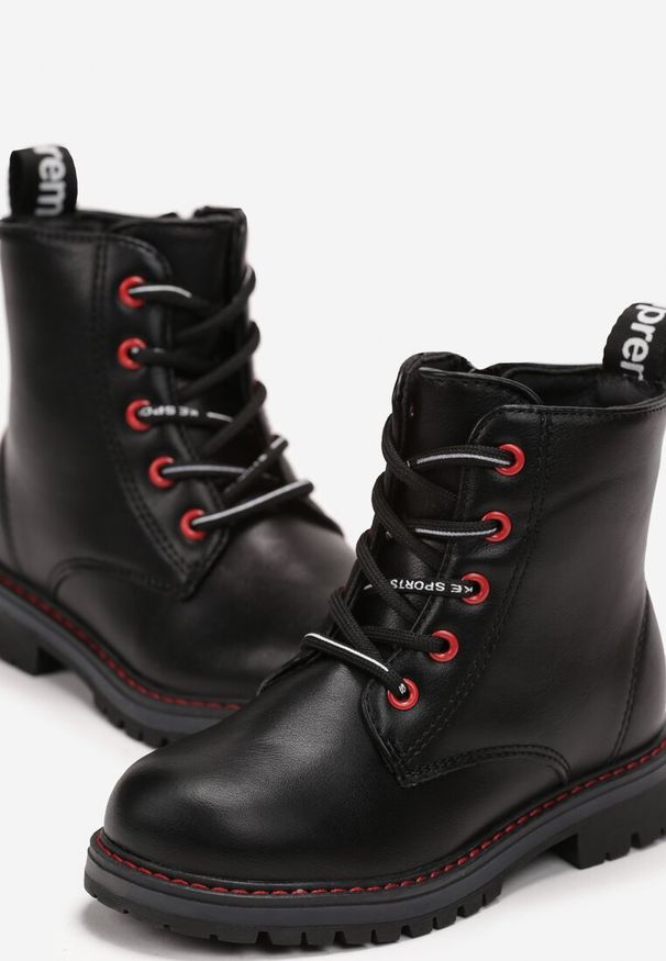 Born2be - Czerwone Botki Metaliczne Jaylee. Wysokość cholewki: za kostkę. Zapięcie: zamek. Kolor: czarny. Szerokość cholewki: normalna. Styl: elegancki
