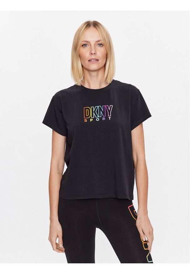 DKNY Sport T-Shirt DP3T8782 Czarny Classic Fit. Kolor: czarny. Materiał: bawełna. Styl: sportowy