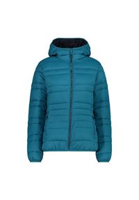 Damska kurtka z kapturem CMP. Typ kołnierza: kaptur. Kolor: niebieski, wielokolorowy, zielony. Materiał: puch. Sezon: zima #1
