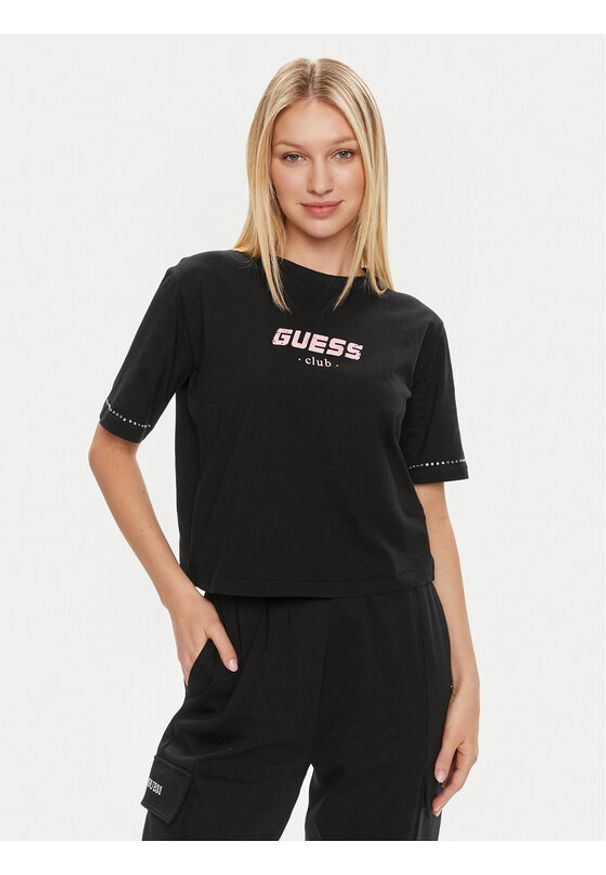 Guess T-Shirt Natalia V4GI11 JA914 Czarny Boxy Fit. Kolor: czarny. Materiał: bawełna