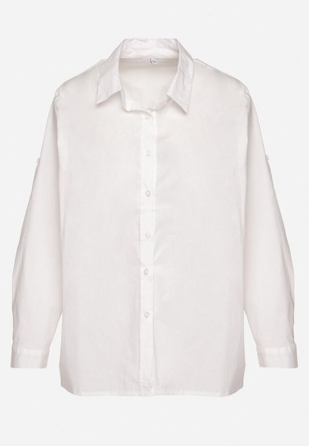 Born2be - Biała Bawełniana Koszula w Klasycznym Stylu Oversize Rivriz. Okazja: na spotkanie biznesowe, na co dzień. Typ kołnierza: kołnierzyk klasyczny. Kolor: biały. Materiał: bawełna. Styl: klasyczny