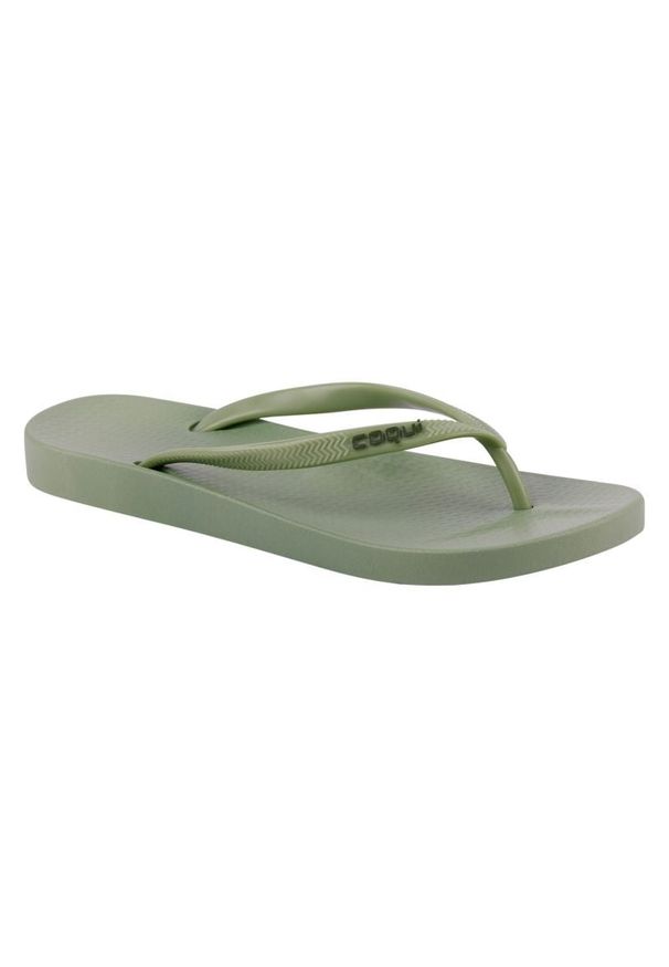 Japonki Coqui Kaja 92800616906 zielone. Okazja: na plażę. Nosek buta: otwarty. Kolor: zielony. Materiał: materiał, guma