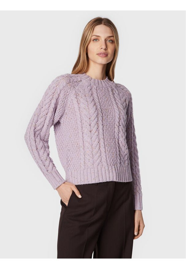 Moss Copenhagen Sweter Kristel 16904 Fioletowy Regular Fit. Kolor: fioletowy. Materiał: wełna