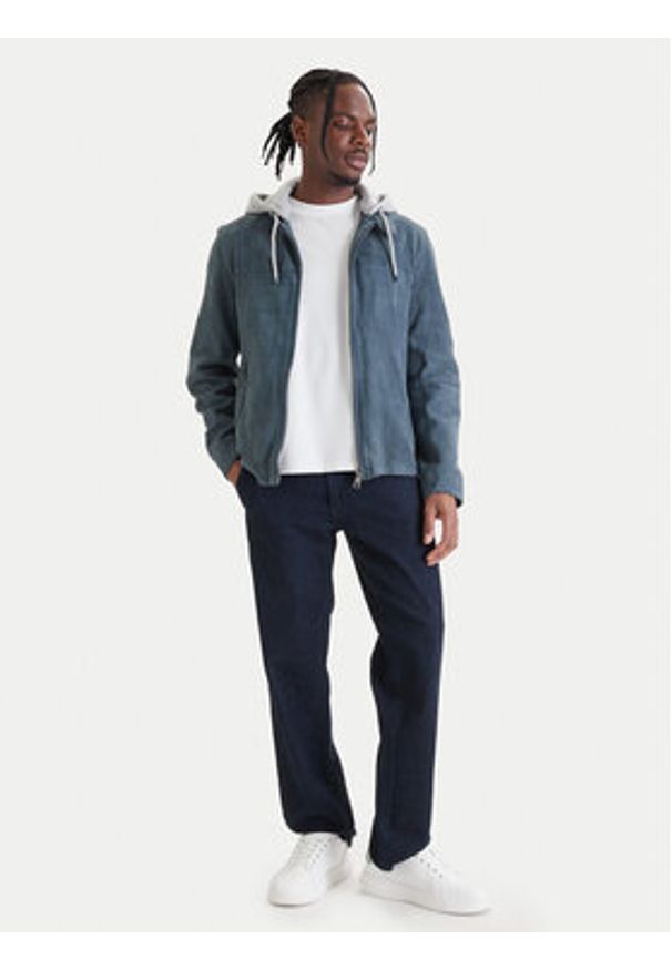 Milestone Kurtka skórzana Rivoli 612205 60785 Niebieski Regular Fit. Kolor: niebieski. Materiał: welur