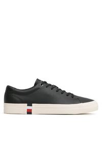 TOMMY HILFIGER - Tommy Hilfiger Tenisówki Corporate Leather Detal Vulc FM0FM04589 Czarny. Kolor: czarny. Materiał: skóra