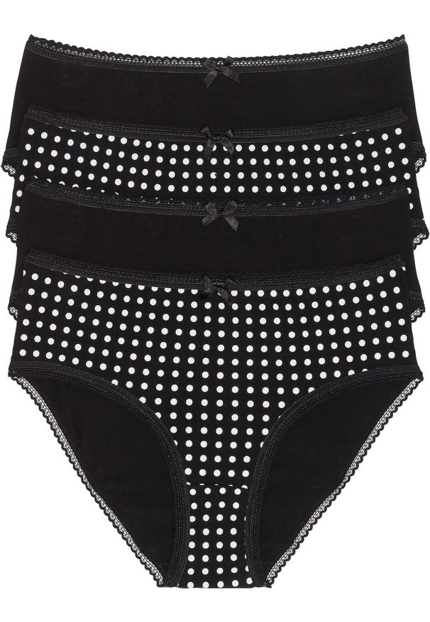 bonprix - Figi maxi (4 pary). Kolor: czarny. Materiał: materiał
