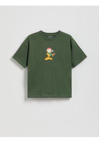 Reserved - T-shirt Garfield - ciemnozielony. Kolor: zielony. Materiał: dzianina, bawełna #1