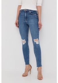 Pinko jeansy damskie high waist. Stan: podwyższony. Kolor: niebieski