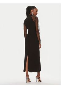 Karl Lagerfeld - KARL LAGERFELD Sukienka koktajlowa 240W1303 Czarny Slim Fit. Typ kołnierza: dekolt w karo. Kolor: czarny. Materiał: wiskoza. Styl: wizytowy