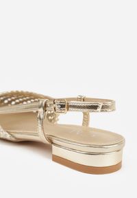 Renee - Złote Sandały z Plecioną Cholewką Triscan. Zapięcie: sprzączka. Kolor: złoty. Sezon: wiosna #4