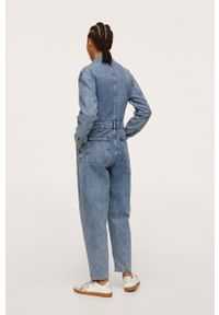 mango - Mango Kombinezon jeansowy bawełniany z kołnierzykiem. Kolor: niebieski. Materiał: bawełna, jeans. Długość rękawa: długi rękaw. Długość: długie #2