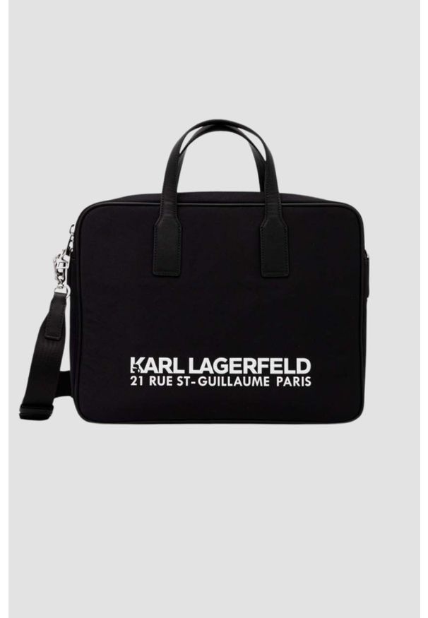 Karl Lagerfeld - KARL LAGERFELD Czarna aktówka K/rsg Briefcase Nylon. Kolor: czarny. Materiał: nylon