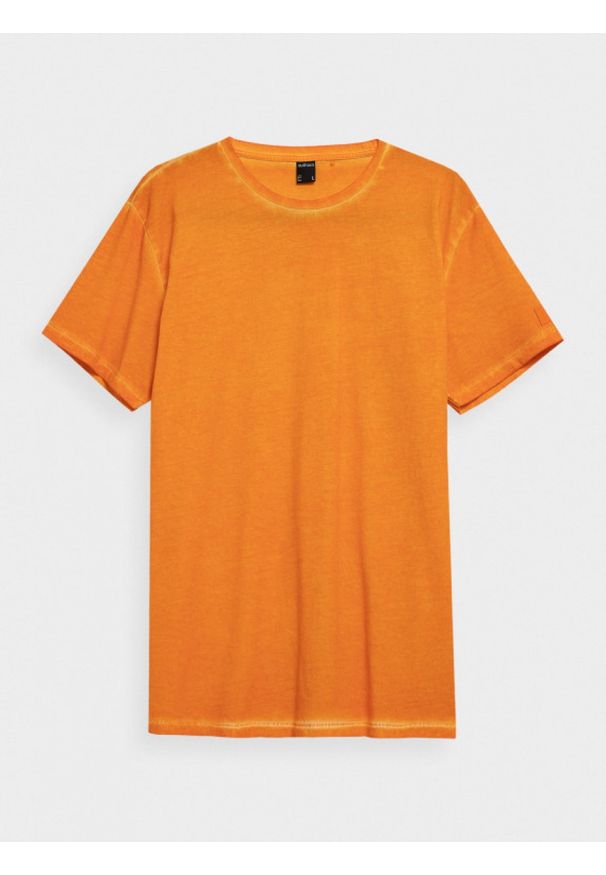 outhorn - T-shirt gładki męski. Materiał: bawełna, jersey, materiał. Wzór: gładki. Styl: sportowy