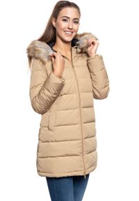 Wrangler - DAMSKA KURTKA ZIMOWA WRANGLER LONG PUFFER CLAY BEIGE W4126VJWM. Materiał: puch, futro. Sezon: zima #8